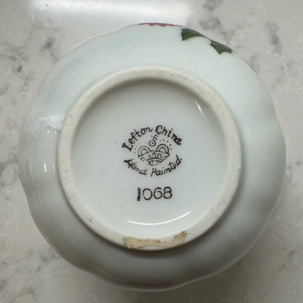 Vintage Lefton White and Gold Porcelain Creamer with Cardinal Christmas